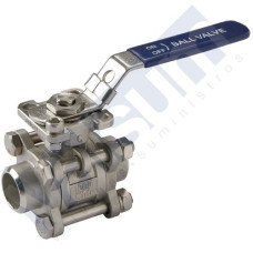 VALVULA DE BOLA 3 CUERPOS INOXIDABLE,  EXTREMOS SOLDAR BW